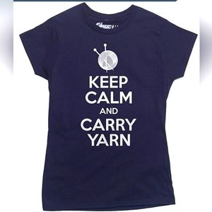 NWT Rocket Factory Navy T-shirt Keep Calm and Carry Yarn size S